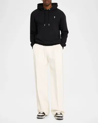 AMI PARIS Men's Quota Contrast-Embroidered Cotton Hoodie | Thumbnail 2