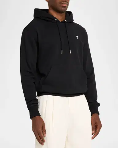 AMI PARIS Men's Quota Contrast-Embroidered Cotton Hoodie | Thumbnail 4