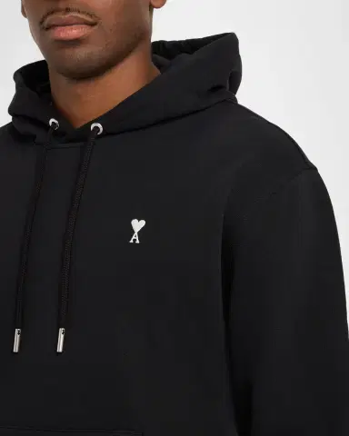 AMI PARIS Men's Quota Contrast-Embroidered Cotton Hoodie | Thumbnail 8