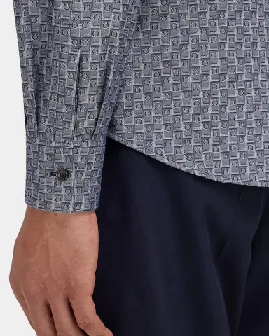 Ferragamo Men's Geometric Gancini Cotton Button-Down Shirt | Thumbnail 5
