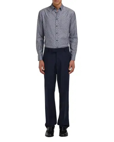 Ferragamo Men's Geometric Gancini Cotton Button-Down Shirt | Thumbnail 1