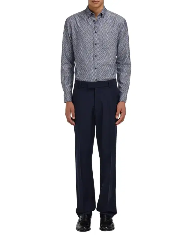Ferragamo Men 's Geometric Gancini Cotton Button-Down Shirt