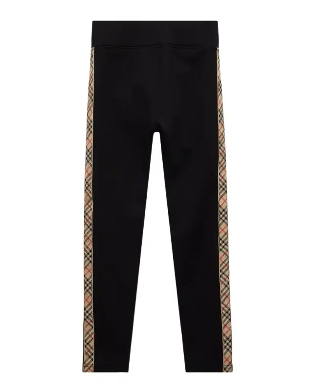 Girl 's Devan Check-Trim Nylon Leggings, Size 4-14