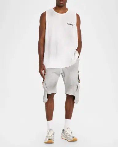 Alchemist Men's Victory Cotton Fringe-Trim Drawstring Cargo Shorts | Thumbnail 2