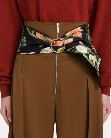 Ferragamo Floral Silk and Nappa Leather Gancini Belt | Thumbnail 2 Ferragamo Floral Silk and Nappa Leather Gancini Belt | Thumbnail 2