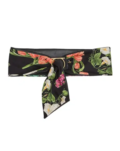 Ferragamo Floral Silk and Nappa Leather Gancini Belt | Thumbnail 3 Ferragamo Floral Silk and Nappa Leather Gancini Belt | Thumbnail 3