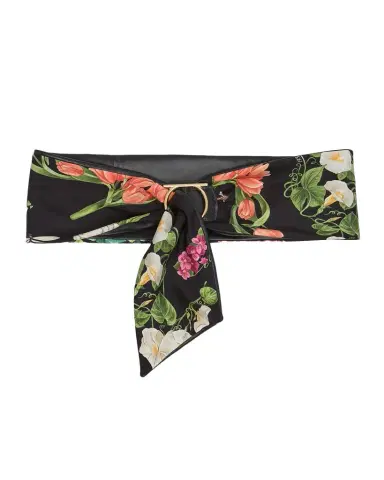 Ferragamo Floral Silk and Nappa Leather Gancini Belt | Thumbnail 1 Ferragamo Floral Silk and Nappa Leather Gancini Belt | Thumbnail 1