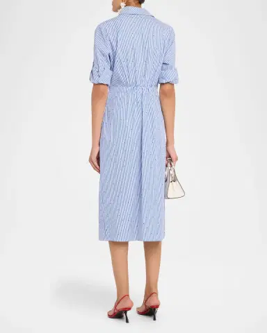 Shoshanna Striped Belted Midi Shirtdress | Thumbnail 2