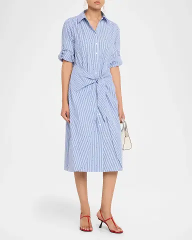Shoshanna Striped Belted Midi Shirtdress | Thumbnail 3