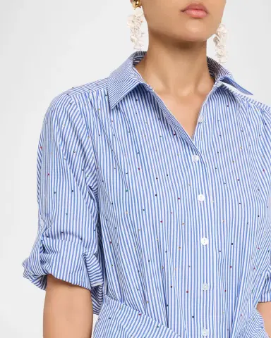 Shoshanna Striped Belted Midi Shirtdress | Thumbnail 4
