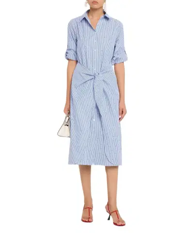 Shoshanna Striped Belted Midi Shirtdress | Thumbnail 1