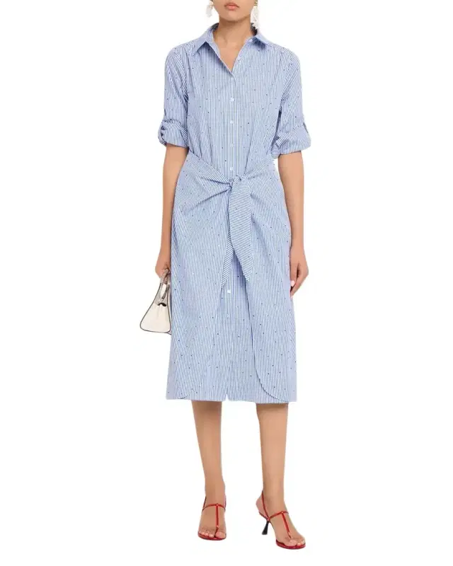 Striped Belted Midi Shirtdress