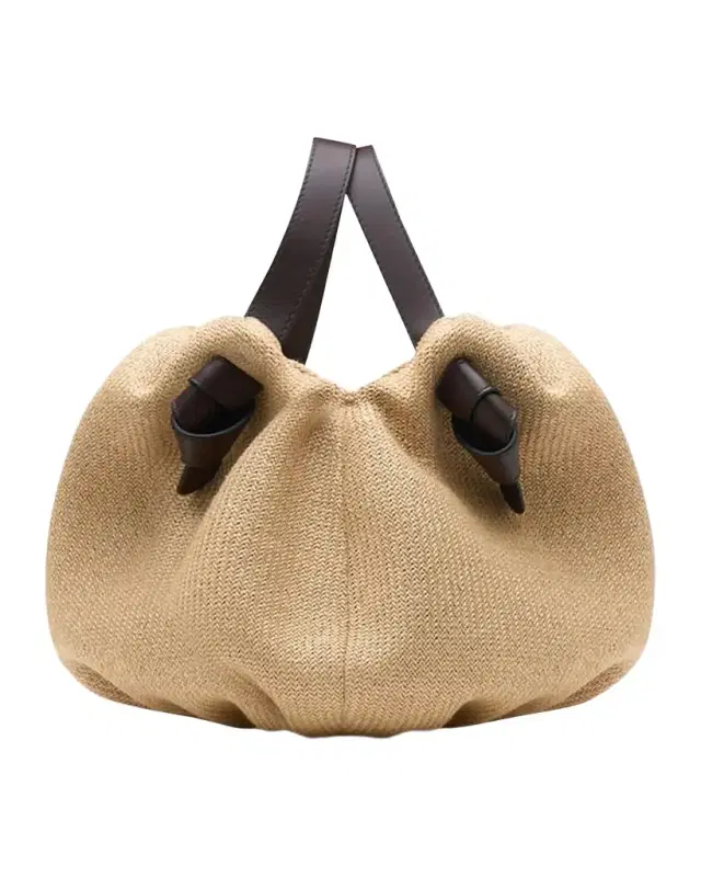 Neous Taurus 2.0 Raffia-Leather Top Handle Bag