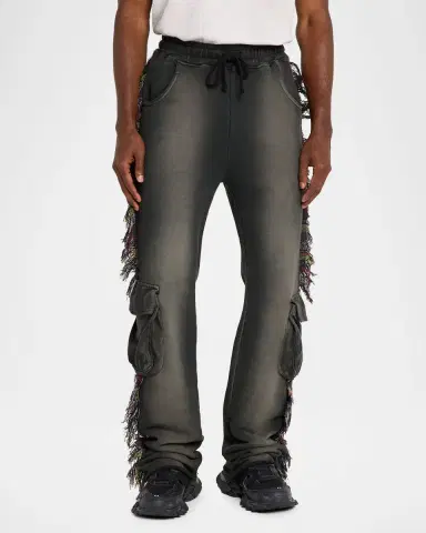 Alchemist Men's Cotton Know U Rider Fringed Cargo Sweatpants | Thumbnail 3 Alchemist Men's Cotton Know U Rider Fringed Cargo Sweatpants | Thumbnail 3