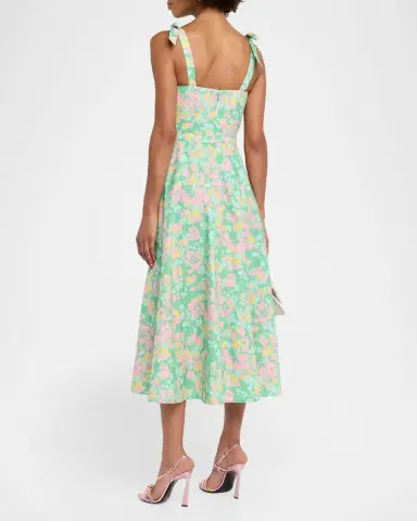 Shoshanna Majorelle Floral-Print Stretch Cotton Midi Dress | Thumbnail 2