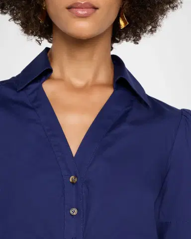 Shoshanna Barnet Ruched Stretch Cotton Midi Shirtdress | Thumbnail 4 Shoshanna Barnet Ruched Stretch Cotton Midi Shirtdress | Thumbnail 4