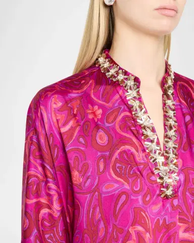 Cinq à Sept Embellished Paisley Bloom Shift Dress | Thumbnail 4