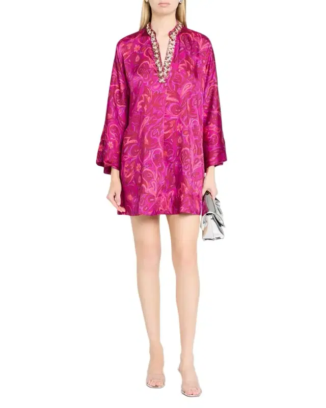 Cinq a Sept Embellished Paisley Bloom Shift Dress