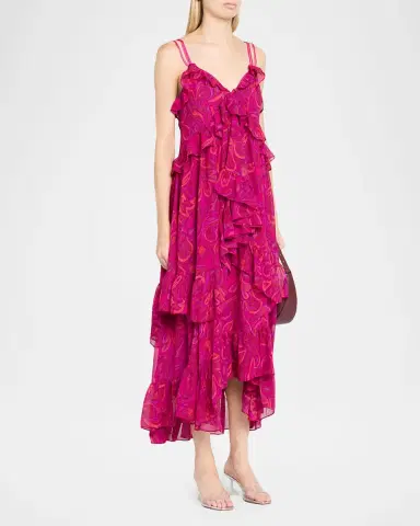 Cinq à Sept Anahi Ruffled Paisley Bloom Maxi Dress | Thumbnail 3