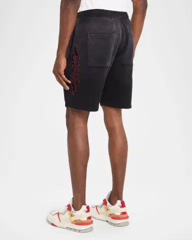 Ksubi Men's Paise Trak Embroidered Logo Fleece Cotton Shorts | Thumbnail 2