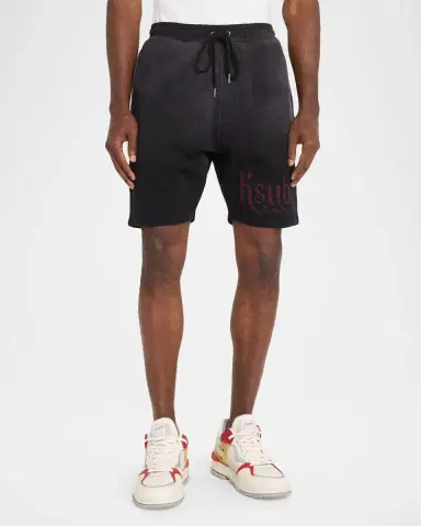 Ksubi Men's Paise Trak Embroidered Logo Fleece Cotton Shorts | Thumbnail 3