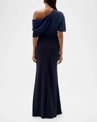 Amsale Asymmetric Draped Bodice Long Gown | Thumbnail 2 Amsale Asymmetric Draped Bodice Long Gown | Thumbnail 2