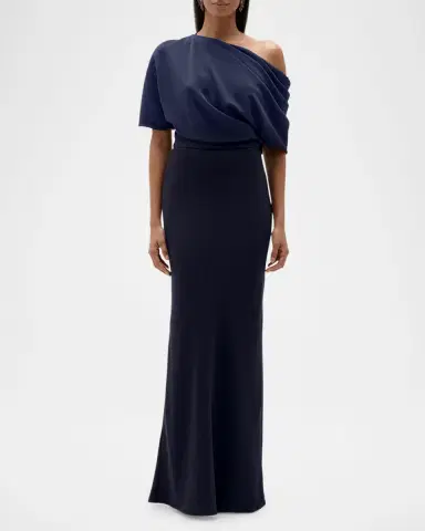 Amsale Asymmetric Draped Bodice Long Gown | Thumbnail 3 Amsale Asymmetric Draped Bodice Long Gown | Thumbnail 3
