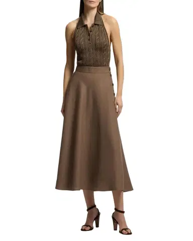 Ralph Lauren Collection High Shine Silk Cable-Knit Top | Thumbnail 1