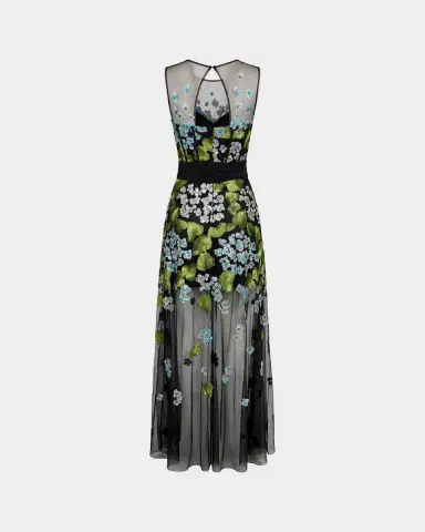 Mac Duggal Floral Embroidered Bow Appliqué Mesh Gown | Thumbnail 5 Mac Duggal Floral Embroidered Bow Appliqué Mesh Gown | Thumbnail 5