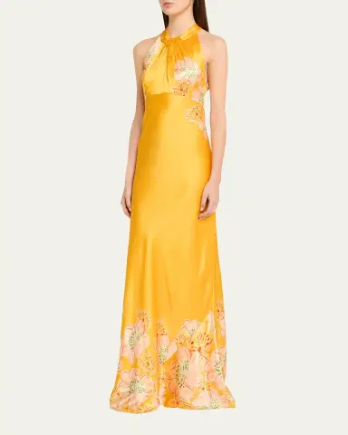 Saloni Cozette Floral Silk Dress | Thumbnail 3