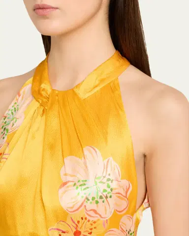 Saloni Cozette Floral Silk Dress | Thumbnail 4
