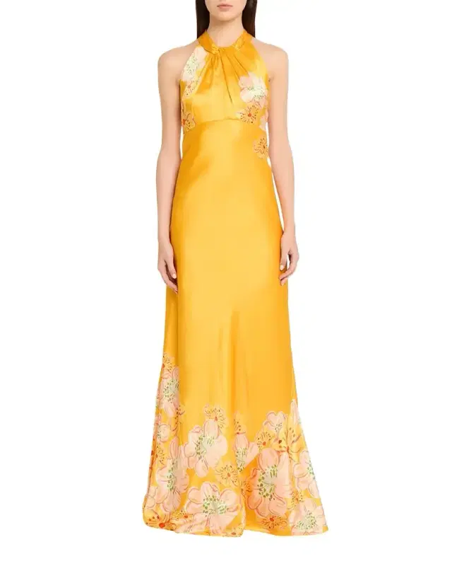 Saloni Cozette Floral Silk Dress