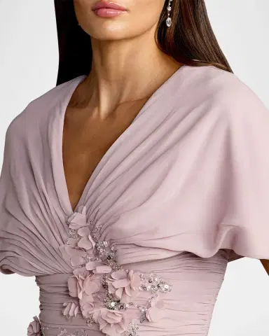 Mac Duggal 3D Mini Rosette Column Gown | Thumbnail 3 Mac Duggal 3D Mini Rosette Column Gown | Thumbnail 3