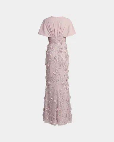 Mac Duggal 3D Mini Rosette Column Gown | Thumbnail 4 Mac Duggal 3D Mini Rosette Column Gown | Thumbnail 4