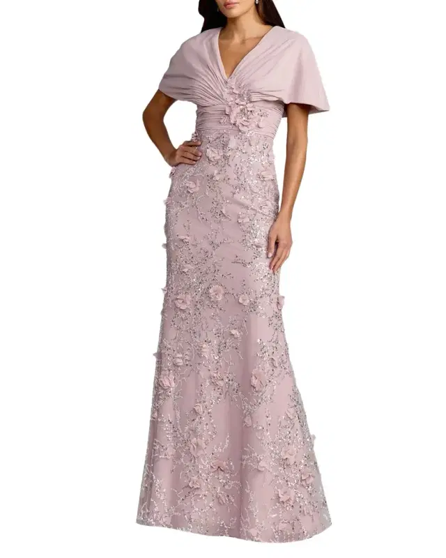 Mac Duggal 3D Mini Rosette Column Gown