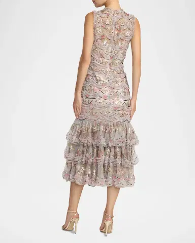 Mac Duggal Ruffled Sequined Midi Dress | Thumbnail 2 Mac Duggal Ruffled Sequined Midi Dress | Thumbnail 2