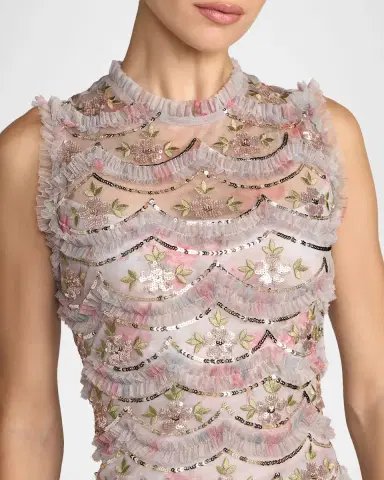 Mac Duggal Ruffled Sequined Midi Dress | Thumbnail 3 Mac Duggal Ruffled Sequined Midi Dress | Thumbnail 3