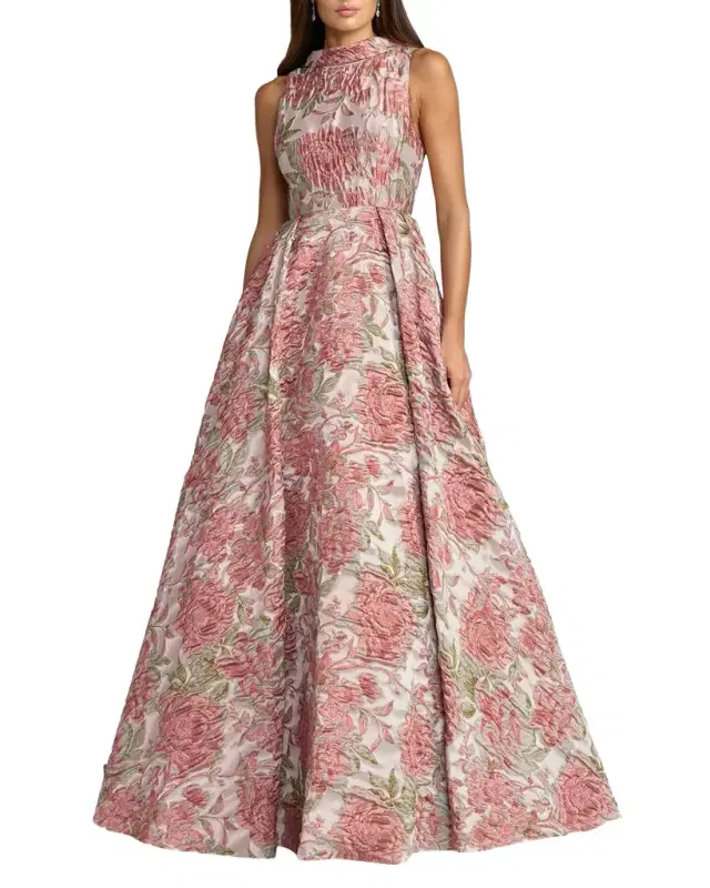 Mac Duggal Floral Brocade Gown