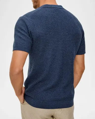 RAILS Men's Nathan Textured Cotton & Cashmere Polo Shirt | Thumbnail 2
