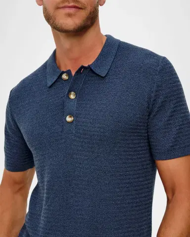 RAILS Men's Nathan Textured Cotton & Cashmere Polo Shirt | Thumbnail 4