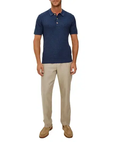 RAILS Men's Nathan Textured Cotton & Cashmere Polo Shirt | Thumbnail 1