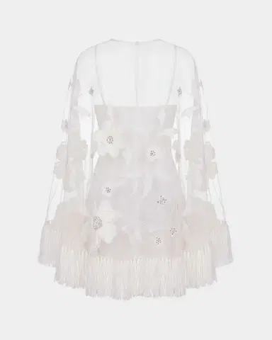 Mac Duggal Sheer Appliqué-Cape Mini Dress | Thumbnail 6 Mac Duggal Sheer Appliqué-Cape Mini Dress | Thumbnail 6
