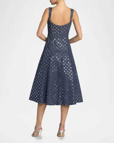 Mac Duggal Sleeveless Sequined Denim Midi Dress | Thumbnail 2 Mac Duggal Sleeveless Sequined Denim Midi Dress | Thumbnail 2