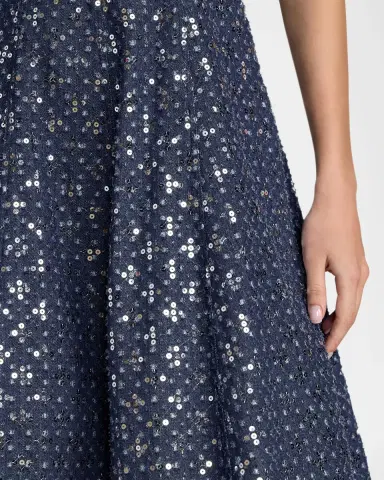 Mac Duggal Sleeveless Sequined Denim Midi Dress | Thumbnail 4 Mac Duggal Sleeveless Sequined Denim Midi Dress | Thumbnail 4