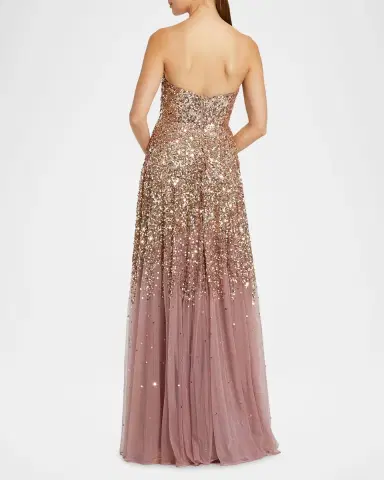 Mac Duggal Sequin-Embellished Tulle A-Line Gown | Thumbnail 2 Mac Duggal Sequin-Embellished Tulle A-Line Gown | Thumbnail 2