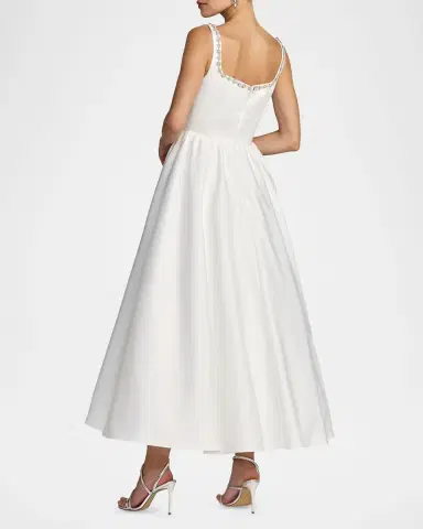Mac Duggal Beaded Satin A-Line Midi Dress | Thumbnail 2