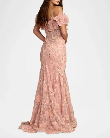 Mac Duggal Floral Embroidered Trumpet Gown | Thumbnail 2 Mac Duggal Floral Embroidered Trumpet Gown | Thumbnail 2