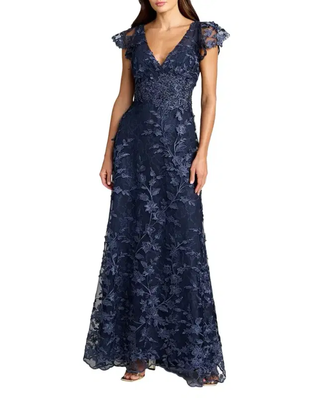 Mac Duggal Sequined Mesh Mermaid Gown