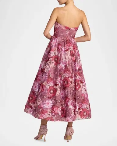 Mac Duggal Floral Sequinned A-Line Midi Dress | Thumbnail 2 Mac Duggal Floral Sequinned A-Line Midi Dress | Thumbnail 2