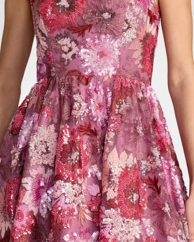 Mac Duggal Floral Sequinned A-Line Midi Dress | Thumbnail 5 Mac Duggal Floral Sequinned A-Line Midi Dress | Thumbnail 5